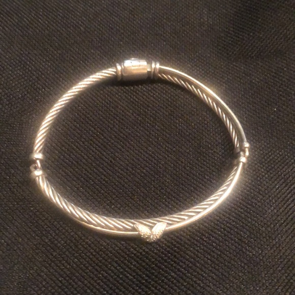 David Yurman Sterling cross link crossover bracelet with pave diamonds - Picture 4 of 7